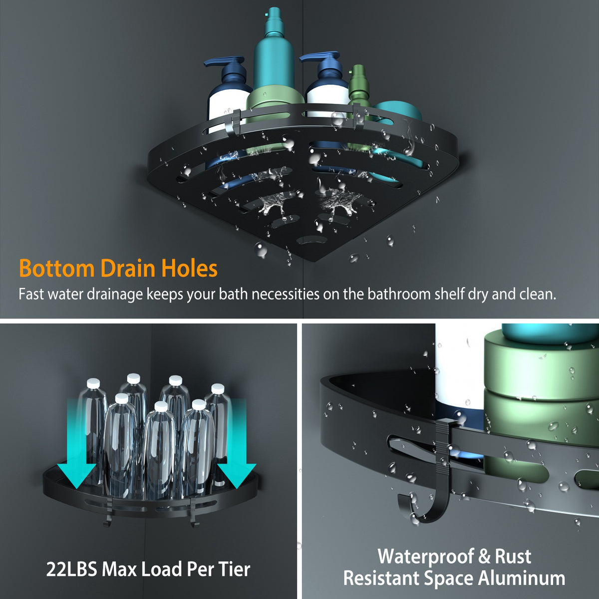 Adhesive Corner Shower Caddy — 2-Piece Set — view 9